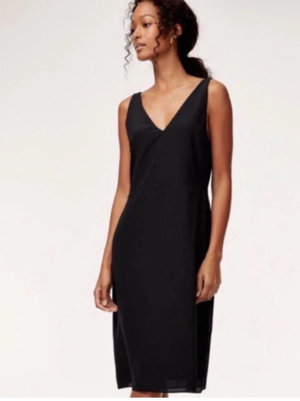 Babaton COREY Black V-Neck Silk Midi Dress Size 6